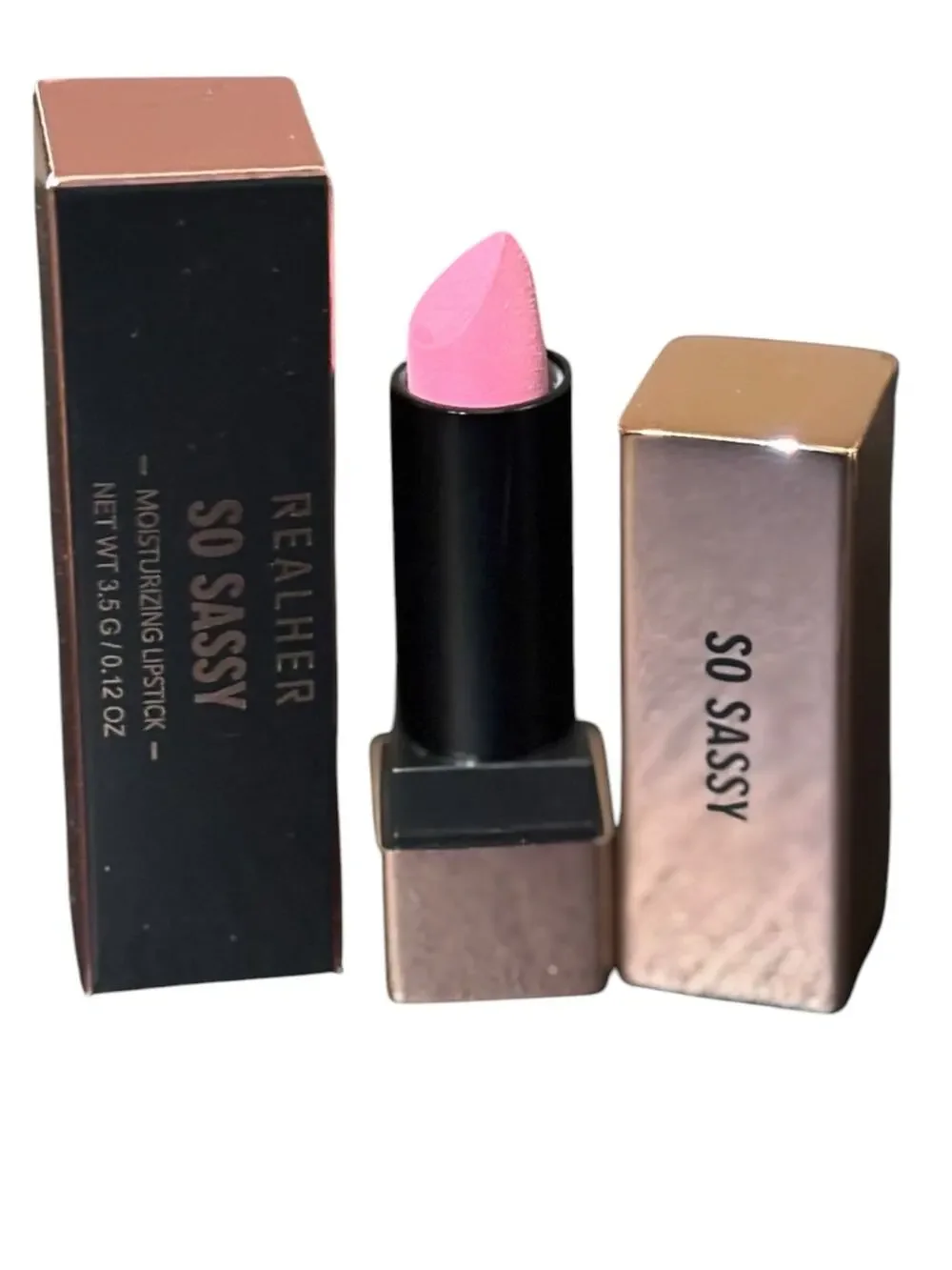 REALHER So Sassy Moisturizing Lipstick–Bright Pink Vegan Hydrating Lip Color NIB